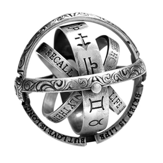 EYENESS - Astronomical Ball Ring Cosmic Finger Ring Couple Jewelry Silver Plated